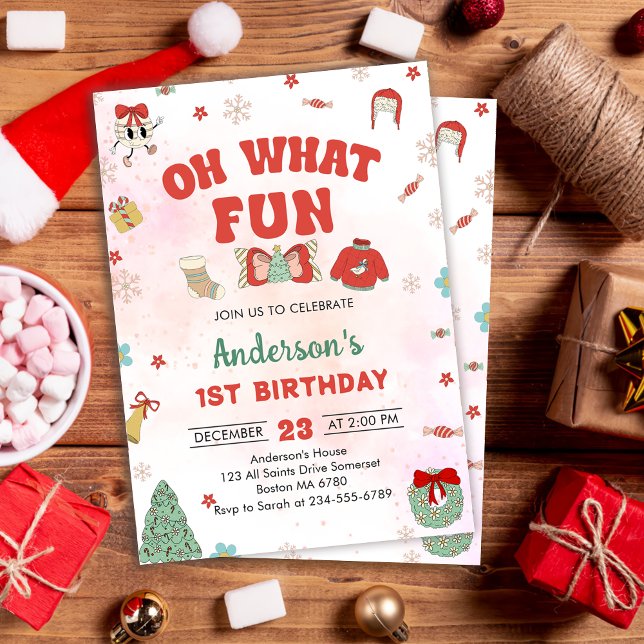 Invitación Oh Qué Divertido Navidades Fiesta de Cumpleaños (Subido por el creador)