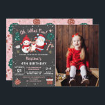 Invitación Oh Qué Divertido Navidades Negros Rosa Foto De Cum<br><div class="desc">Oh Qué Divertido Navidades Negros Rosados Invitación de foto de cumpleaños</div>