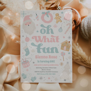 Invitación Oh Qué Divertido Navidades Pastel Rosa Fiesta de C