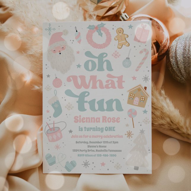 Invitación Oh Qué Divertido Navidades Pastel Rosa Fiesta de C (Subido por el creador)