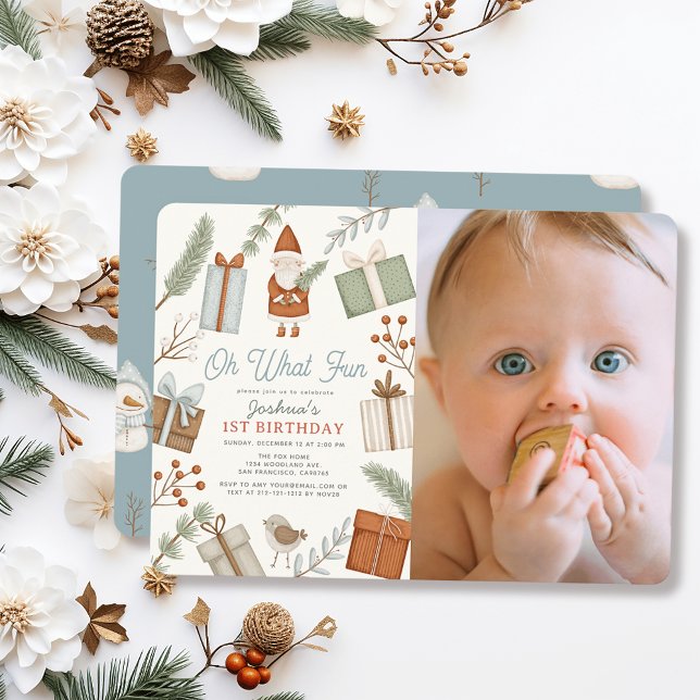 Invitación Oh Qué Divertido Santa Holiday Boy 1er cumpleaños  (Subido por el creador)