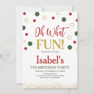 Invitación Oh Qué Divertido Verde Rojo Dots Cumpleaños