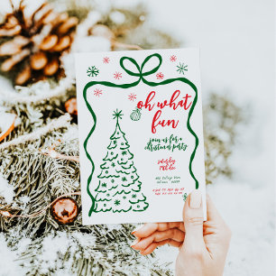 Invitación Oh Qué Divertidos Navidades Fiesta Whimsical Red G