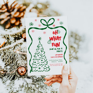 Invitación Oh Qué Divertidos Navidades Fiesta Whimsical Red G