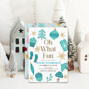 Invitación Oh Qué Divertidos Navidades Motifs Green Birday