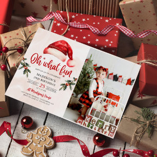 Invitación Oh Qué Divertidos Navidades Santa Hat cumpleaños