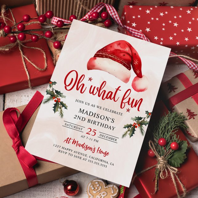 Invitación Oh Qué Divertidos Navidades Santa Hat cumpleaños (Subido por el creador)