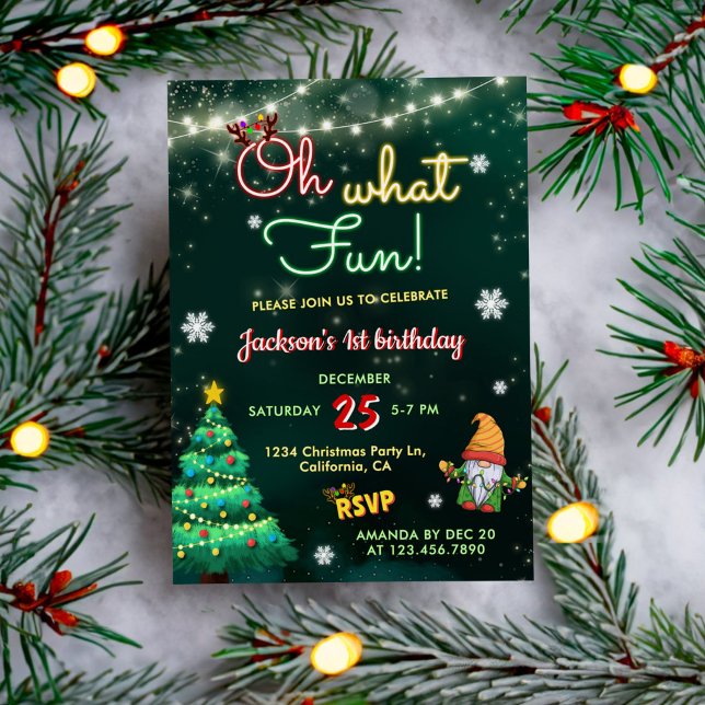 Invitación Oh Qué Divertidos Rótulos Neon Navidades de vacaci (Subido por el creador)