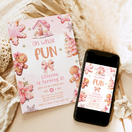 Invitación Oh qué fiesta de cumpleaños de los Navidades rosad