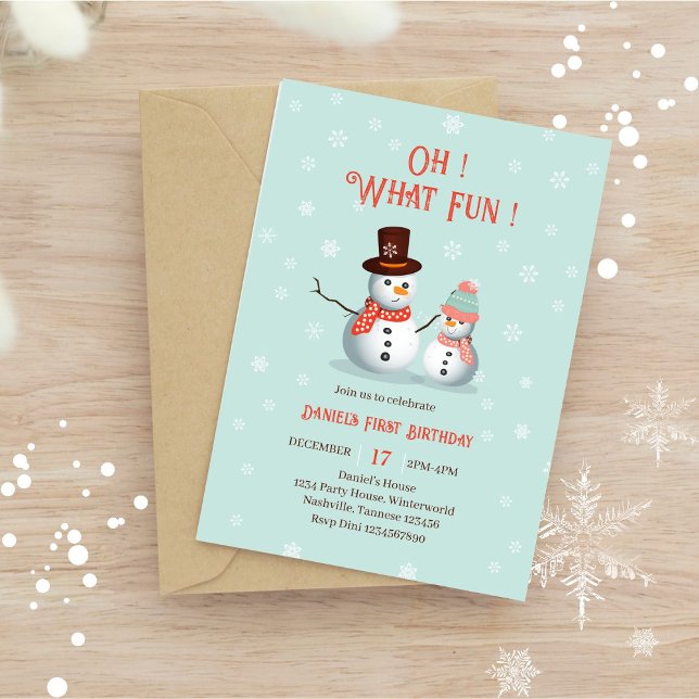 Invitación Oh Qué Fun Snowman Cumpleaños (Subido por el creador)