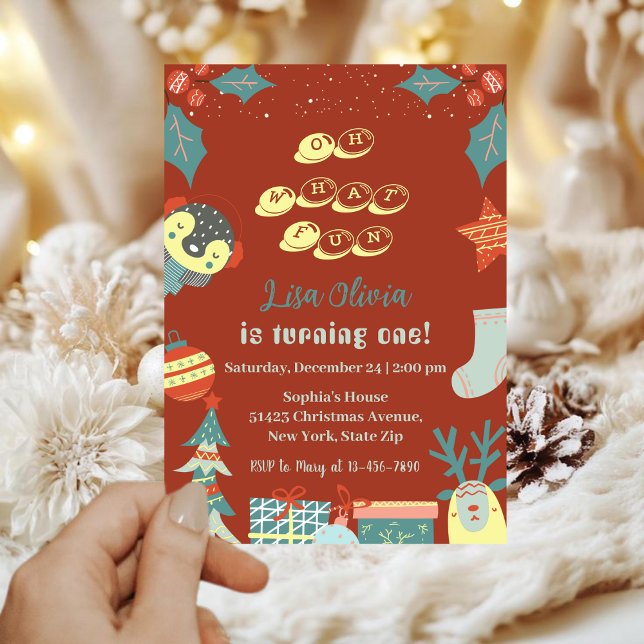 Invitación Oh Qué Navidades de vacaciones divertidos, primer  (Subido por el creador)