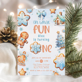 Invitación Oh, qué Navidades del chico de Fun Blue en primer 