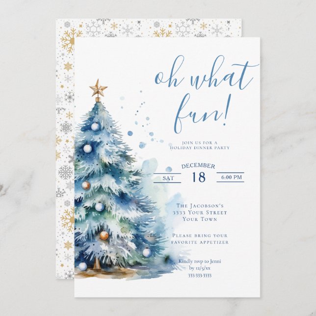 Invitación Oh Qué Navidades Divertidos Fiesta de Cena de Vaca (Anverso / Reverso)