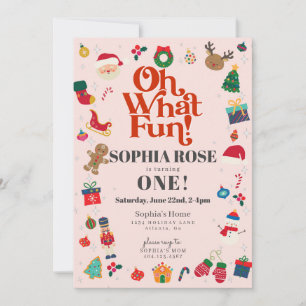 Invitación Oh Qué Navidades Divertidos Fiesta de Primer Cumpl