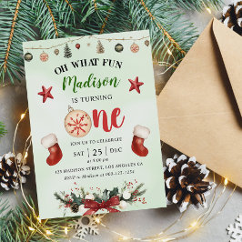 Invitación Oh Qué Navidades Divertidos Fiesta de Primer Cumpl