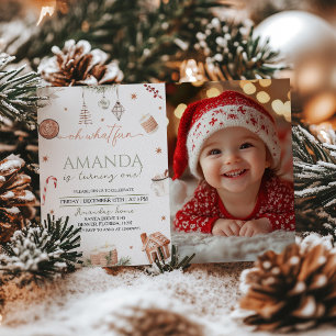Invitación Oh Qué Navidades Divertidos Foto De Primer Cumplea