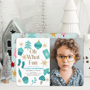 Invitación Oh Qué Navidades Divertidos Foto Verde de cumpleañ