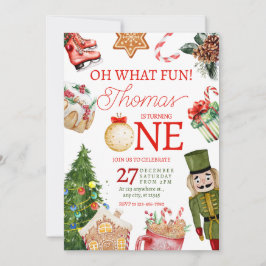 Invitación Oh Qué Navidades Divertidos Invierno Primer Cumple