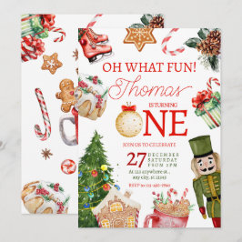 Invitación Oh Qué Navidades Divertidos Invierno Primer Cumple