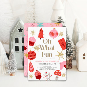 Invitación Oh Qué Navidades Divertidos Motifs Pink Primer Cum