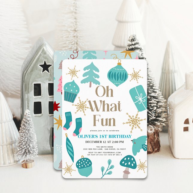 Invitación Oh Qué Navidades Divertidos Motifs Verde Primer Cu (Subido por el creador)