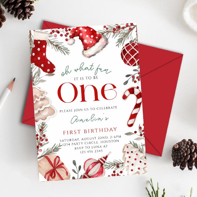 Invitación Oh Qué Navidades Divertidos Primer Cumpleaños (Subido por el creador)