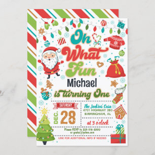 Invitación Oh Qué Navidades Divertidos Primer Cumpleaños (Niñ