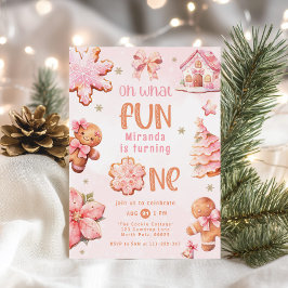 Invitación Oh, qué Navidades rosados divertidos en primer cum