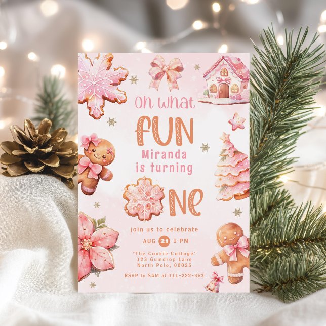 Invitación Oh, qué Navidades rosados divertidos en primer cum (Subido por el creador)