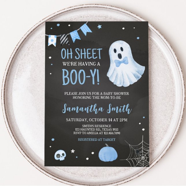 Invitación Oh Sheet estamos teniendo un Baby Shower de Boo-y (Boo-y Baby Shower Invitation)