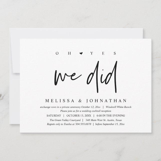 Invitación Oh sí lo hicimos, baile de la cena de la recepción (Anverso)