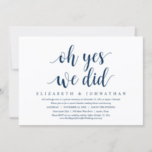 Invitación Oh sí, lo hicimos, cena de bodas de fuga baile I