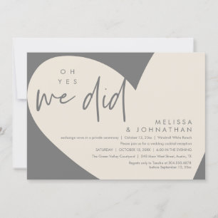 Invitación Oh sí lo hicimos, cena de recepción de bodas moder