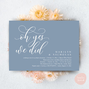 Invitación Oh sí, lo hicimos, cena y fiesta de boda moderna