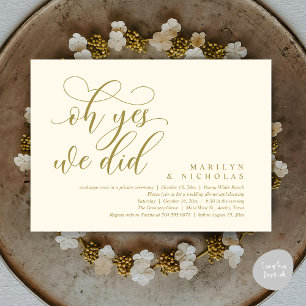 Invitación Oh sí, lo hicimos, cena y fiesta de boda moderna