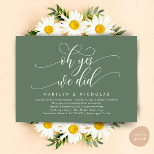 Invitación Oh sí, lo hicimos, cena y fiesta de boda moderna
