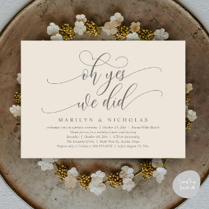 Invitación Oh sí, lo hicimos, cena y fiesta de boda moderna