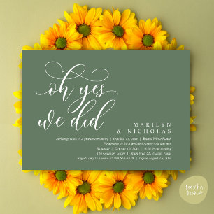 Invitación Oh sí, lo hicimos, cena y fiesta de boda moderna