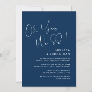Invitación Oh sí, lo hicimos, Fiesta de Boda Fugaz, Azul Mari