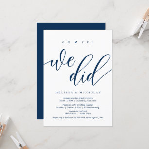 Invitación Oh sí, lo hicimos, Fiesta de Boda Fugaz y Negra