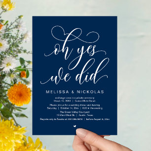 Invitación Oh Sí, Lo Hicimos, Fiesta de Boda Romántica y Huid