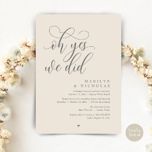 Invitación Oh Sí, Lo Hicimos, Fiesta de Cena de Boda Fugaz