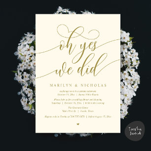Invitación Oh Sí, Lo Hicimos, Fiesta de Comida de Boda Elopem