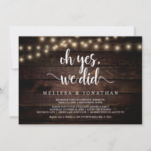 Invitación Oh sí, lo hicimos, Huida de Boda Rústica