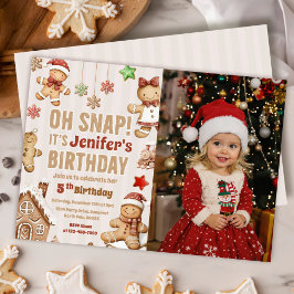 Invitación Oh Snap Christmas Gingerbread Birthday Photo