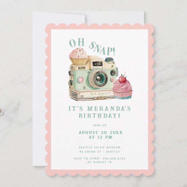 Invitación Oh Snap | Cumpleaños de la cámara (Anverso)