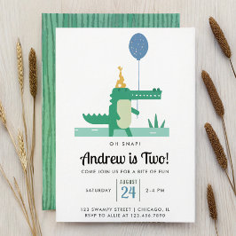 Invitación Oh Snap Cute Alligator Niños Fiesta de Cumpleaños