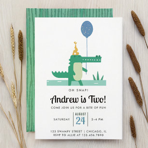 Invitación Oh Snap Cute Alligator Niños Fiesta de Cumpleaños