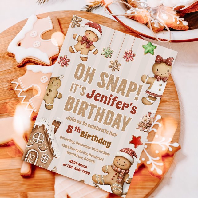 Invitación Oh Snap Galleta De Jengibre De Cumpleaños De Navid (Subido por el creador)