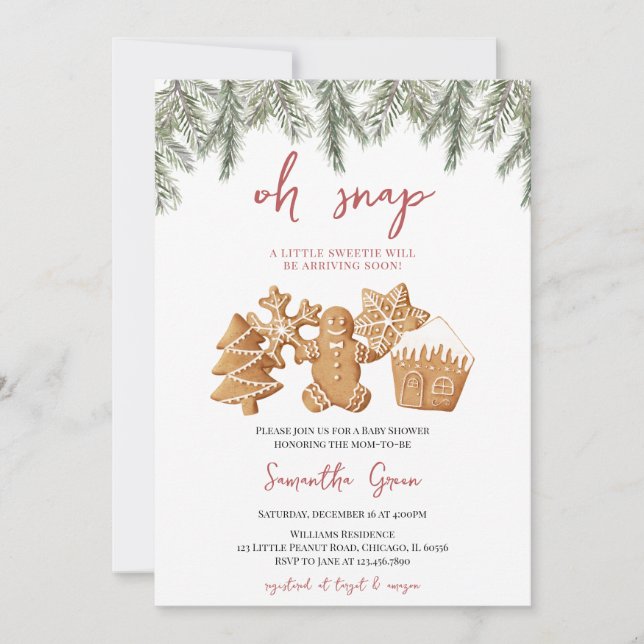 Invitación Oh Snap Gingerbread Baby Shower (Anverso)